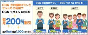 スマホ同時契約との割引・OCN光とOCNモバイルONEのセット契約